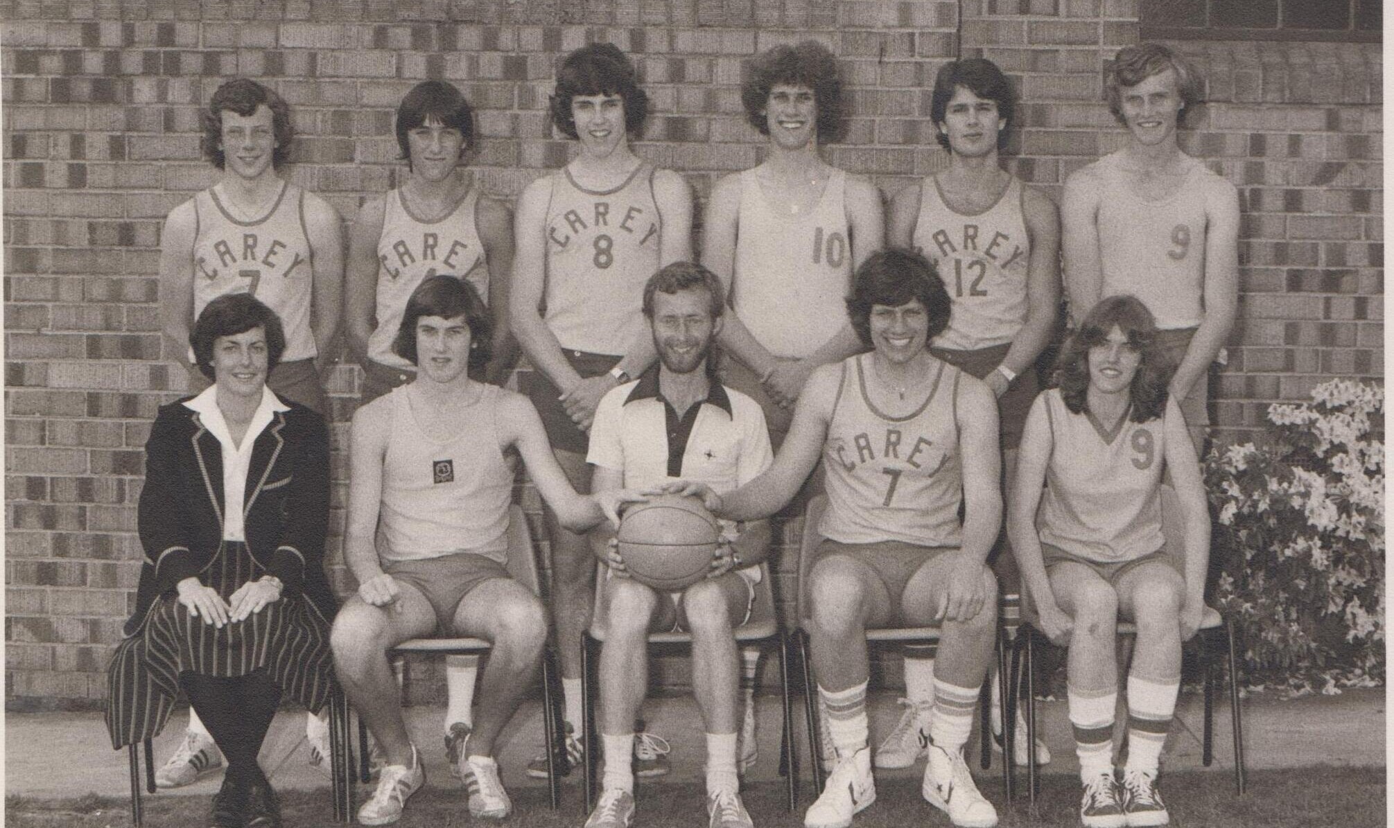 Julie Clarke (front row, left) with the Senior Open Basketball Team in 1979.